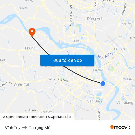 Vĩnh Tuy to Thượng Mỗ map