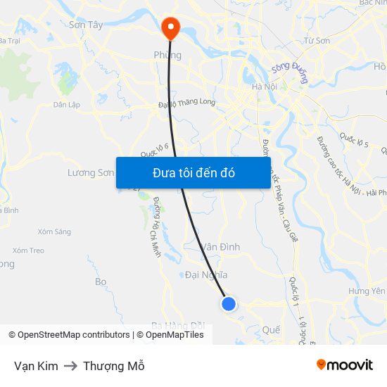 Vạn Kim to Thượng Mỗ map