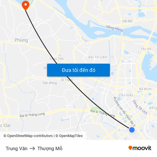Trung Văn to Thượng Mỗ map