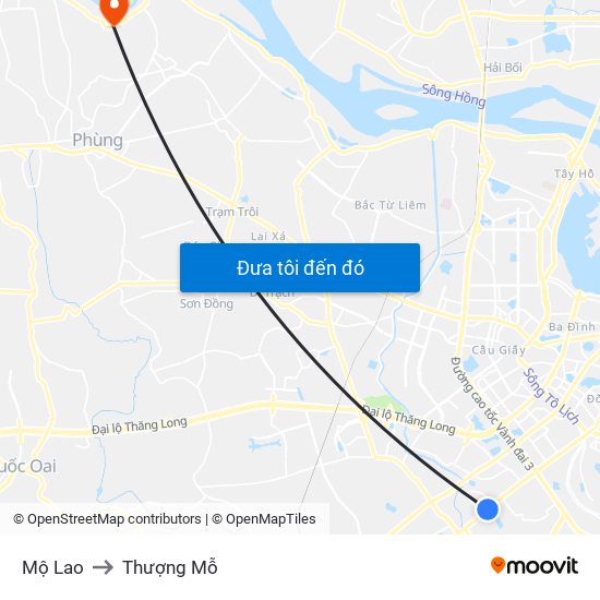 Mộ Lao to Thượng Mỗ map