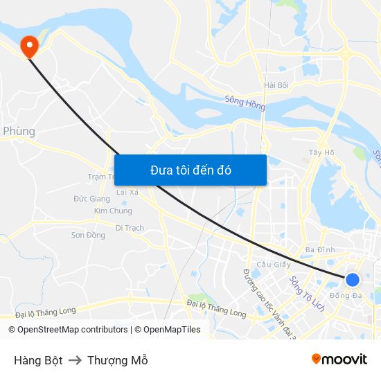 Hàng Bột to Thượng Mỗ map