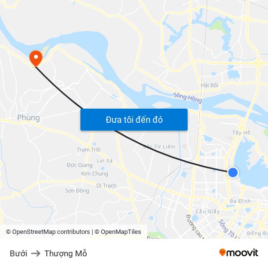 Bưởi to Thượng Mỗ map