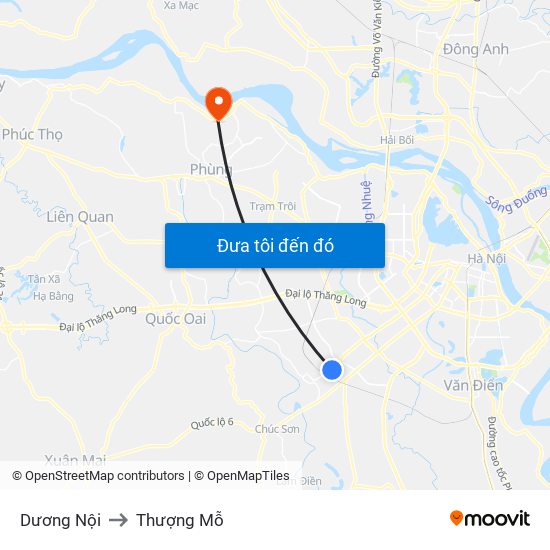 Dương Nội to Thượng Mỗ map
