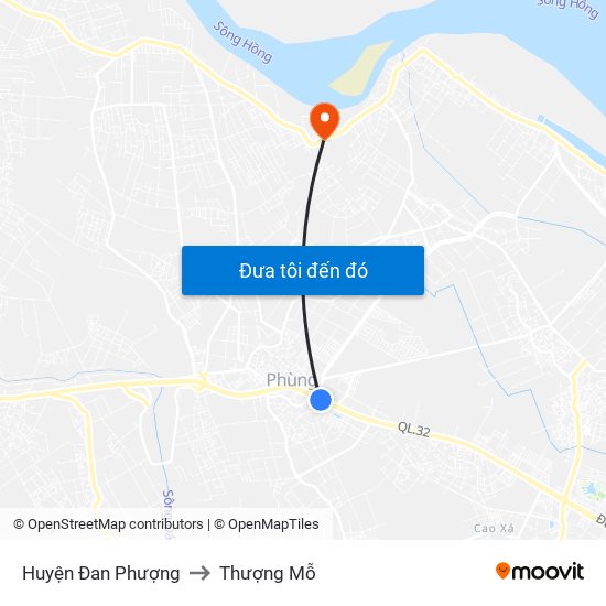 Huyện Đan Phượng to Thượng Mỗ map