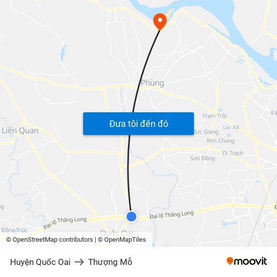 Huyện Quốc Oai to Thượng Mỗ map