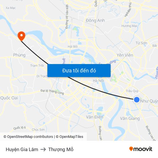 Huyện Gia Lâm to Thượng Mỗ map