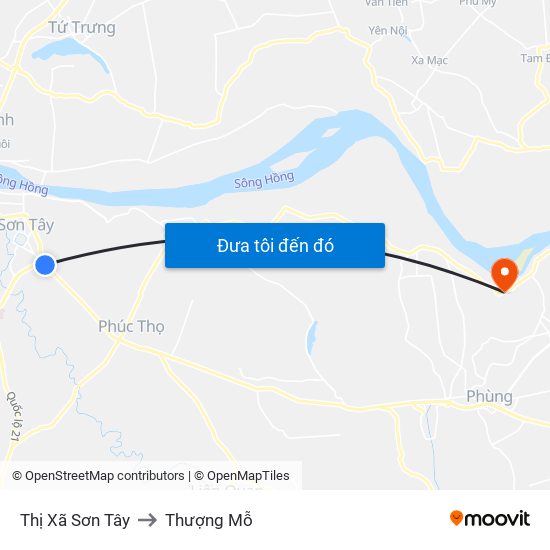 Thị Xã Sơn Tây to Thượng Mỗ map