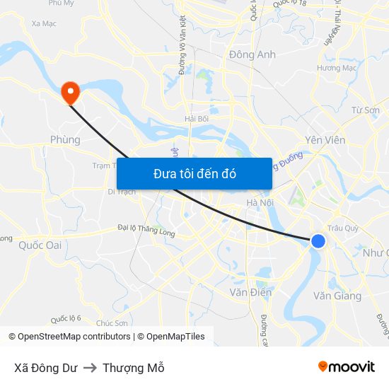 Xã Đông Dư to Thượng Mỗ map