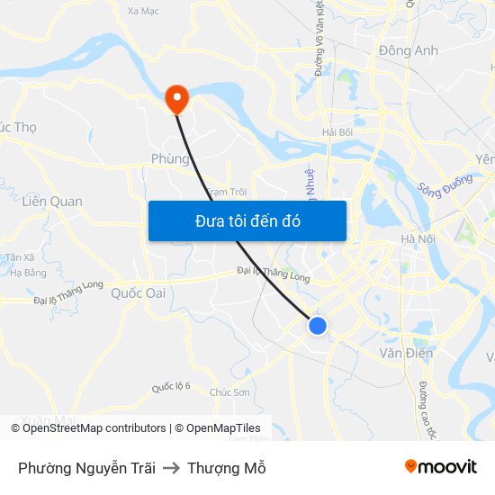 Phường Nguyễn Trãi to Thượng Mỗ map
