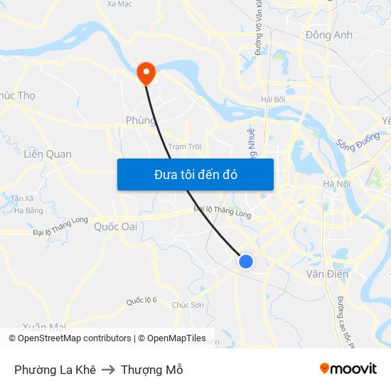 Phường La Khê to Thượng Mỗ map