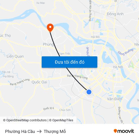 Phường Hà Cầu to Thượng Mỗ map