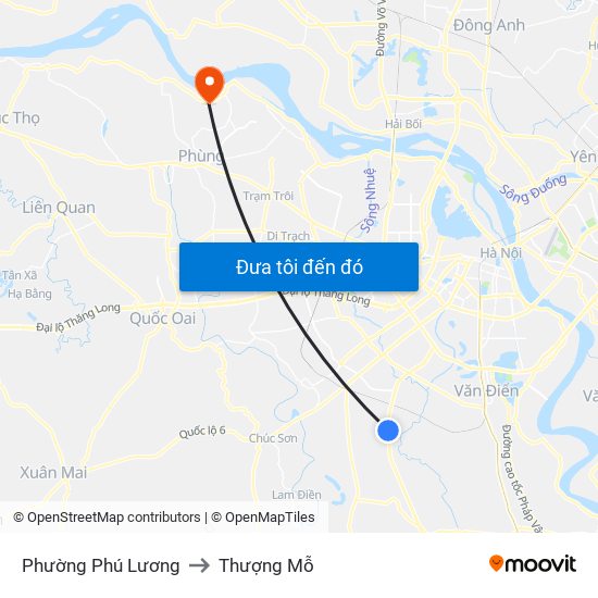 Phường Phú Lương to Thượng Mỗ map