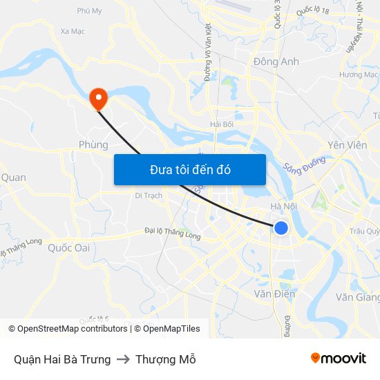 Quận Hai Bà Trưng to Thượng Mỗ map