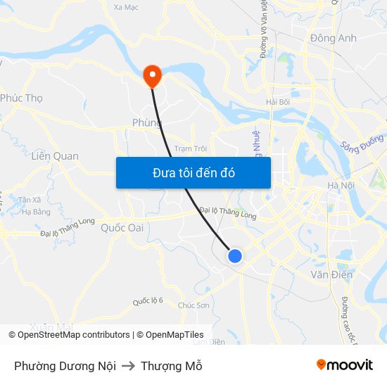 Phường Dương Nội to Thượng Mỗ map