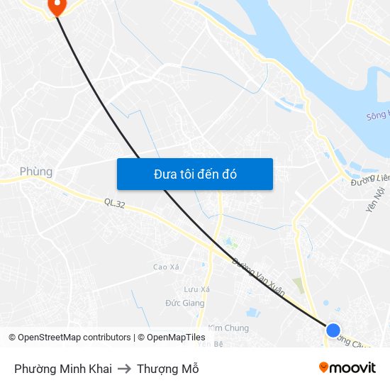 Phường Minh Khai to Thượng Mỗ map