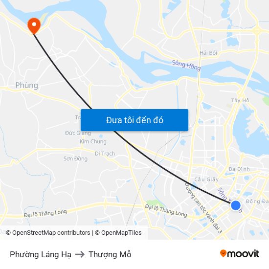 Phường Láng Hạ to Thượng Mỗ map