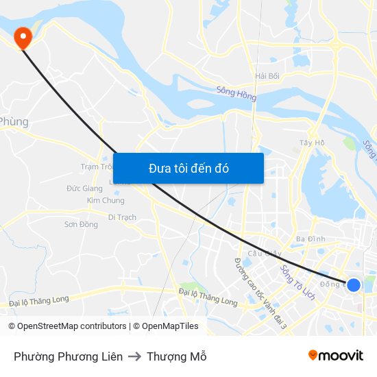 Phường Phương Liên to Thượng Mỗ map