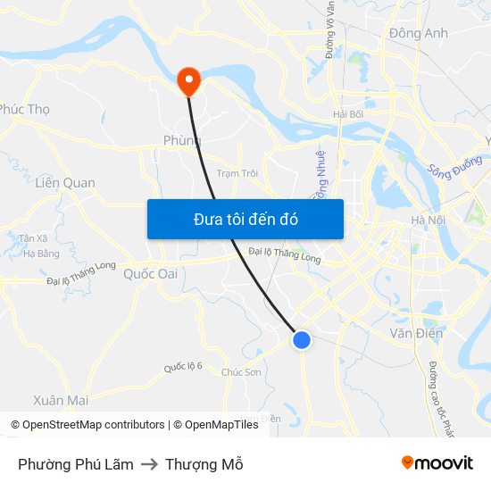 Phường Phú Lãm to Thượng Mỗ map