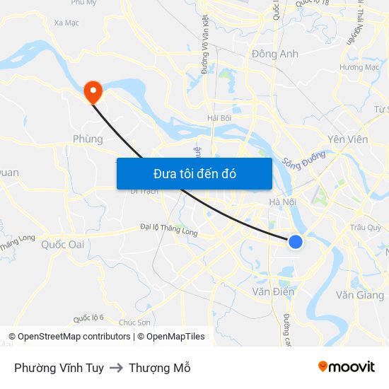 Phường Vĩnh Tuy to Thượng Mỗ map