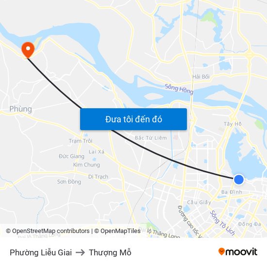 Phường Liễu Giai to Thượng Mỗ map