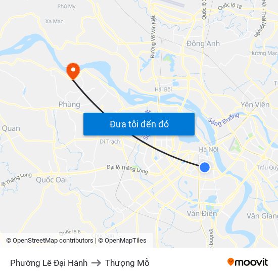 Phường Lê Đại Hành to Thượng Mỗ map