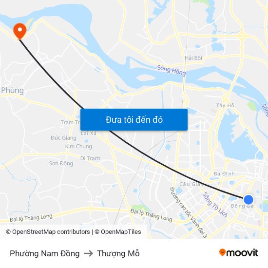 Phường Nam Đồng to Thượng Mỗ map