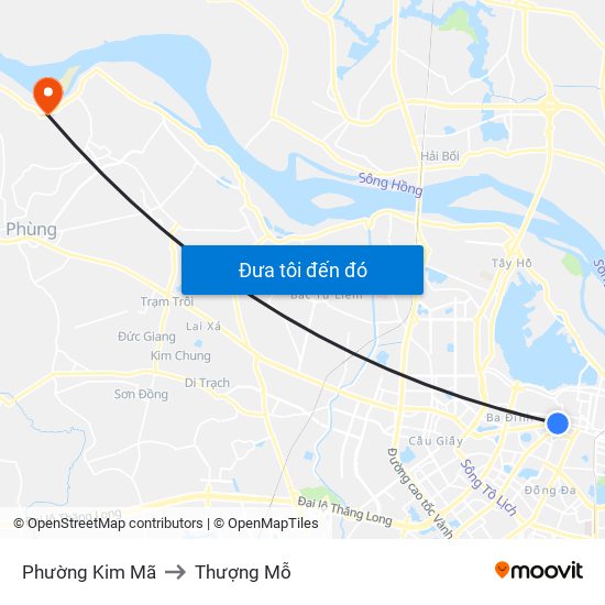 Phường Kim Mã to Thượng Mỗ map