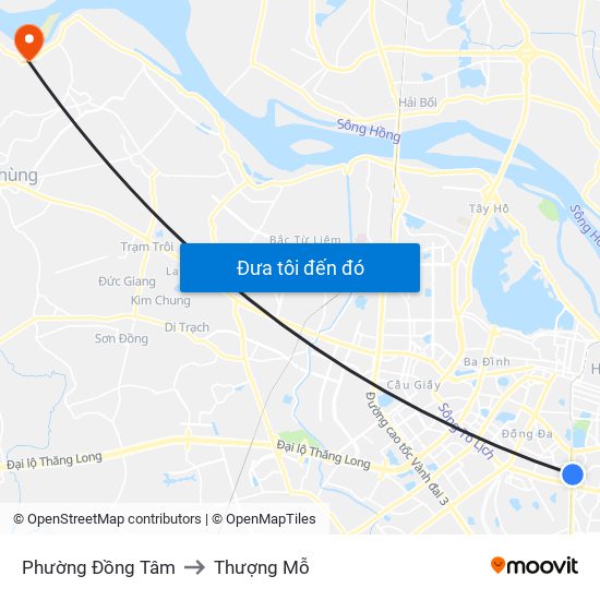 Phường Đồng Tâm to Thượng Mỗ map