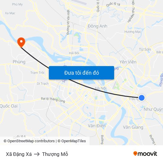 Xã Đặng Xá to Thượng Mỗ map