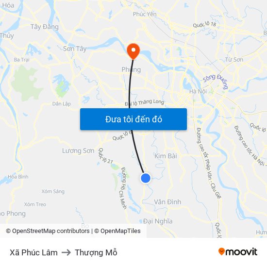 Xã Phúc Lâm to Thượng Mỗ map