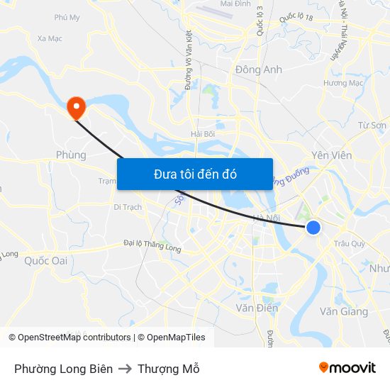 Phường Long Biên to Thượng Mỗ map