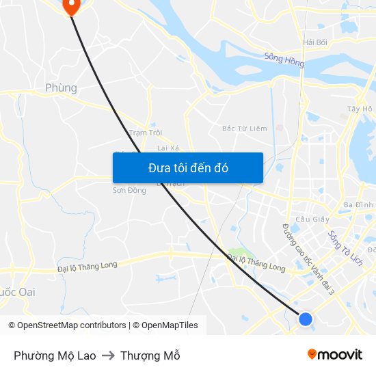 Phường Mộ Lao to Thượng Mỗ map