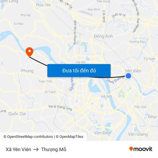 Xã Yên Viên to Thượng Mỗ map