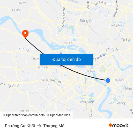 Phường Cự Khối to Thượng Mỗ map