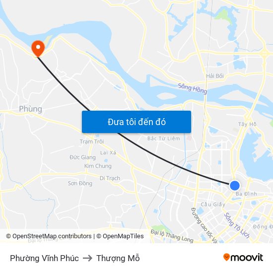 Phường Vĩnh Phúc to Thượng Mỗ map