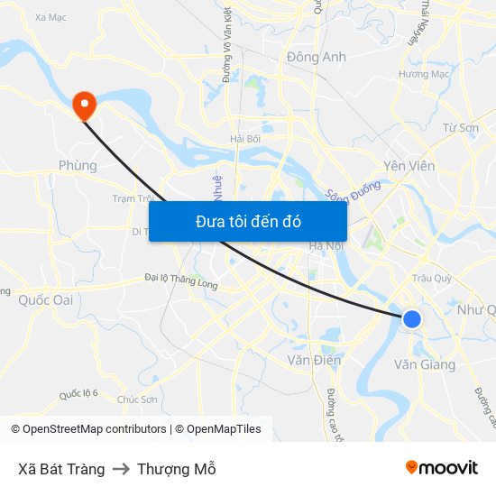 Xã Bát Tràng to Thượng Mỗ map