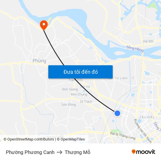 Phường Phương Canh to Thượng Mỗ map