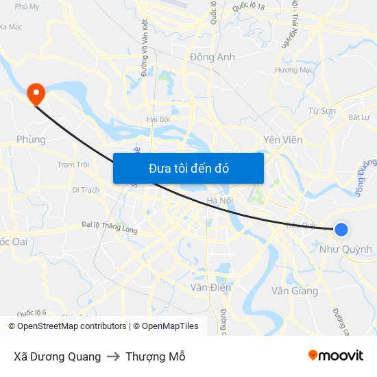 Xã Dương Quang to Thượng Mỗ map