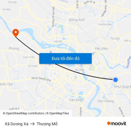 Xã Dương Xá to Thượng Mỗ map