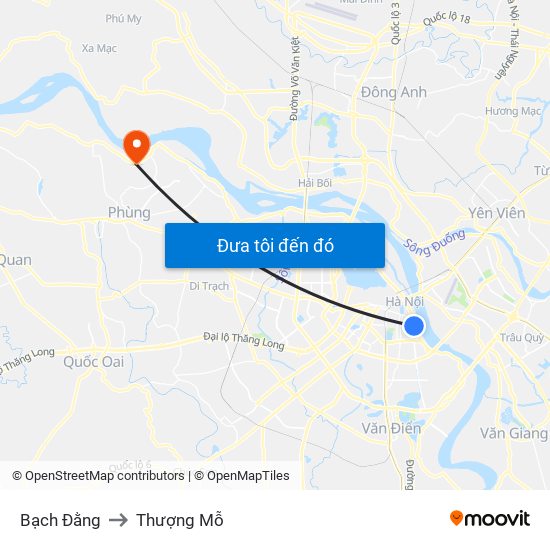 Bạch Đằng to Thượng Mỗ map