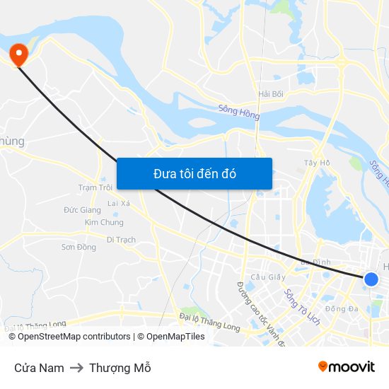 Cửa Nam to Thượng Mỗ map