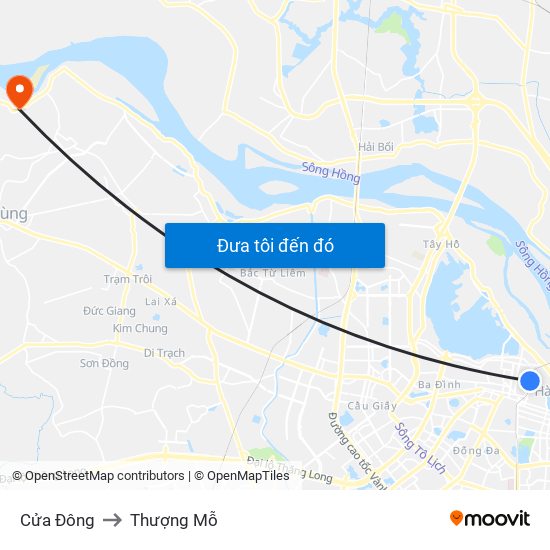 Cửa Đông to Thượng Mỗ map