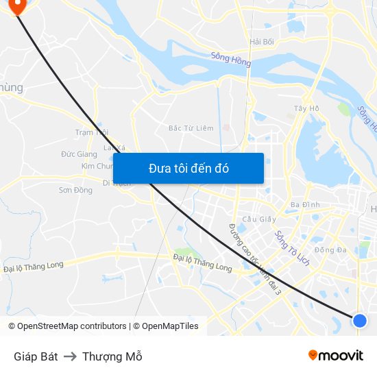 Giáp Bát to Thượng Mỗ map