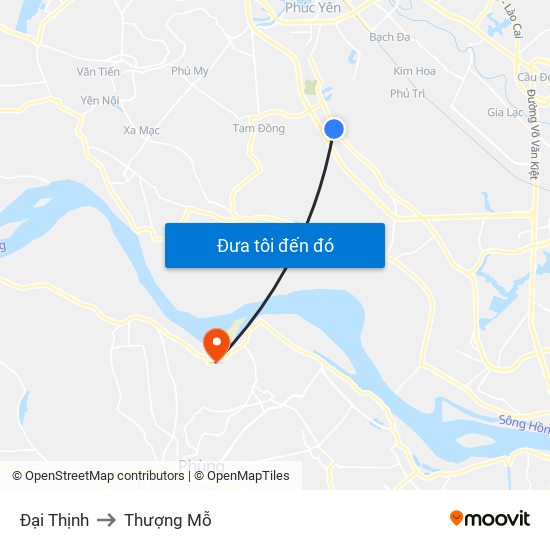 Đại Thịnh to Thượng Mỗ map