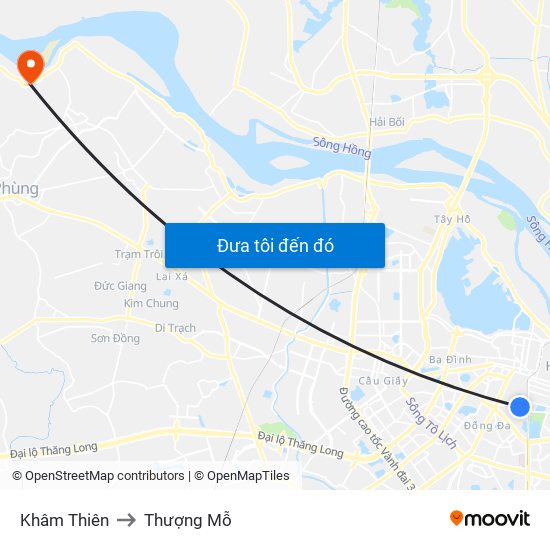 Khâm Thiên to Thượng Mỗ map