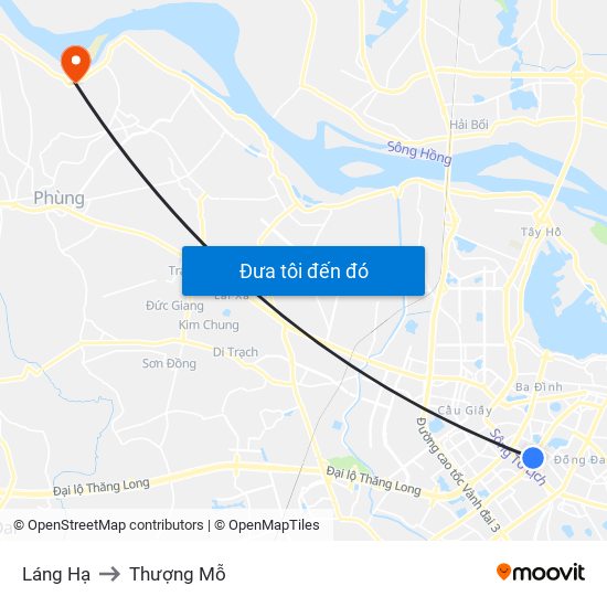 Láng Hạ to Thượng Mỗ map