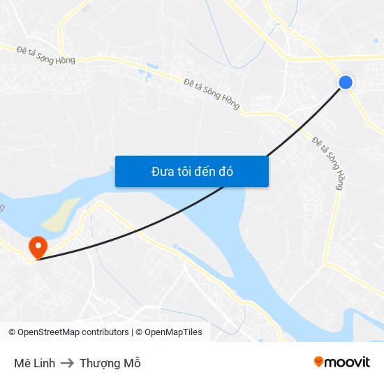 Mê Linh to Thượng Mỗ map