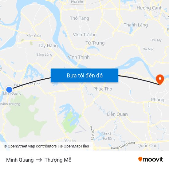 Minh Quang to Thượng Mỗ map