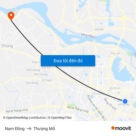 Nam Đồng to Thượng Mỗ map