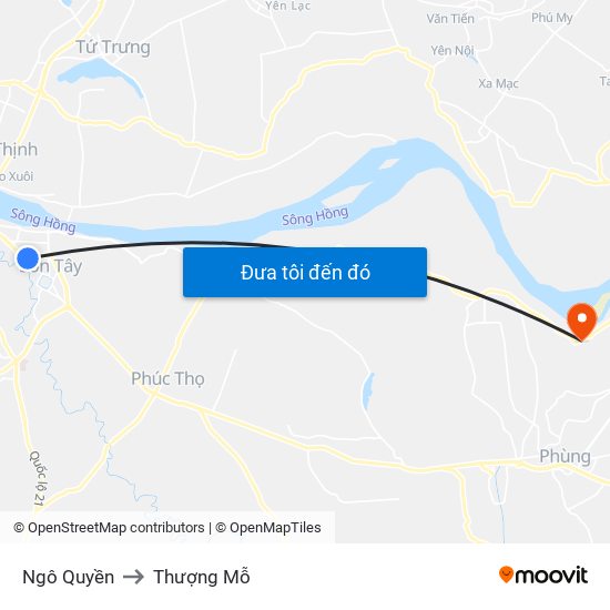 Ngô Quyền to Thượng Mỗ map